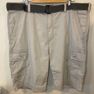 Wear First Light Khaki Cargo Shorts with Belt and Relaxed Fit